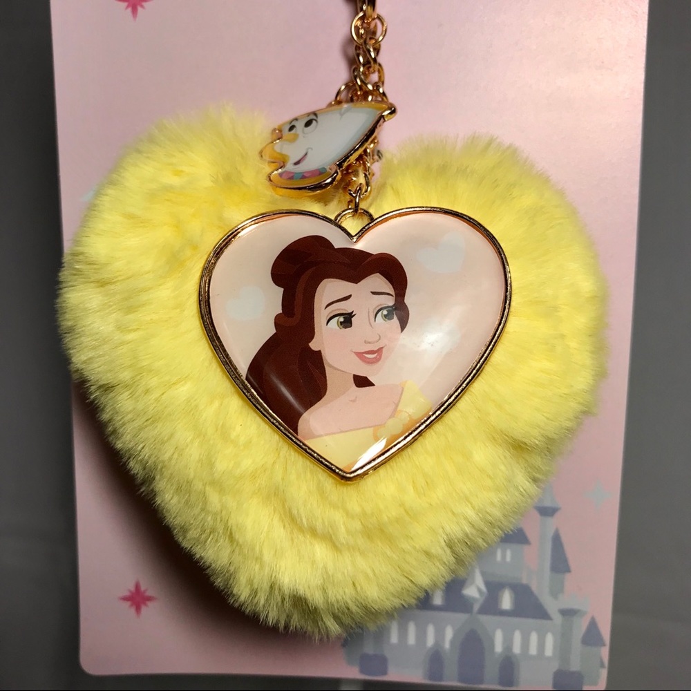 London Disney Store Belle Fluffy Heart Bag Charm - Picture 2 of 7